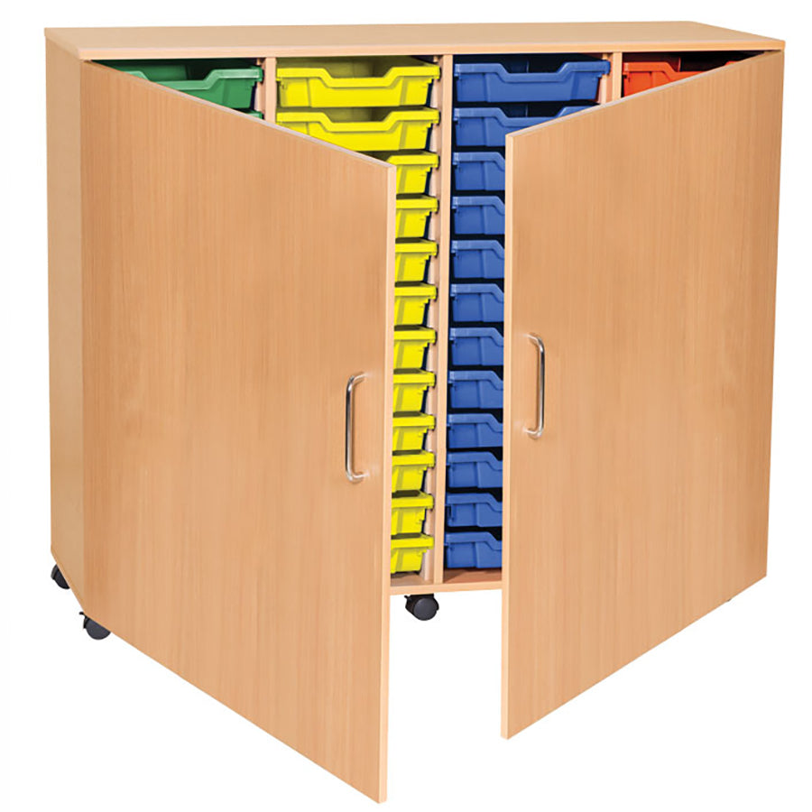 SMART STORAGE-48 SHALLOW TRAY QUAD MOBILE UNIT WITH DOORS
