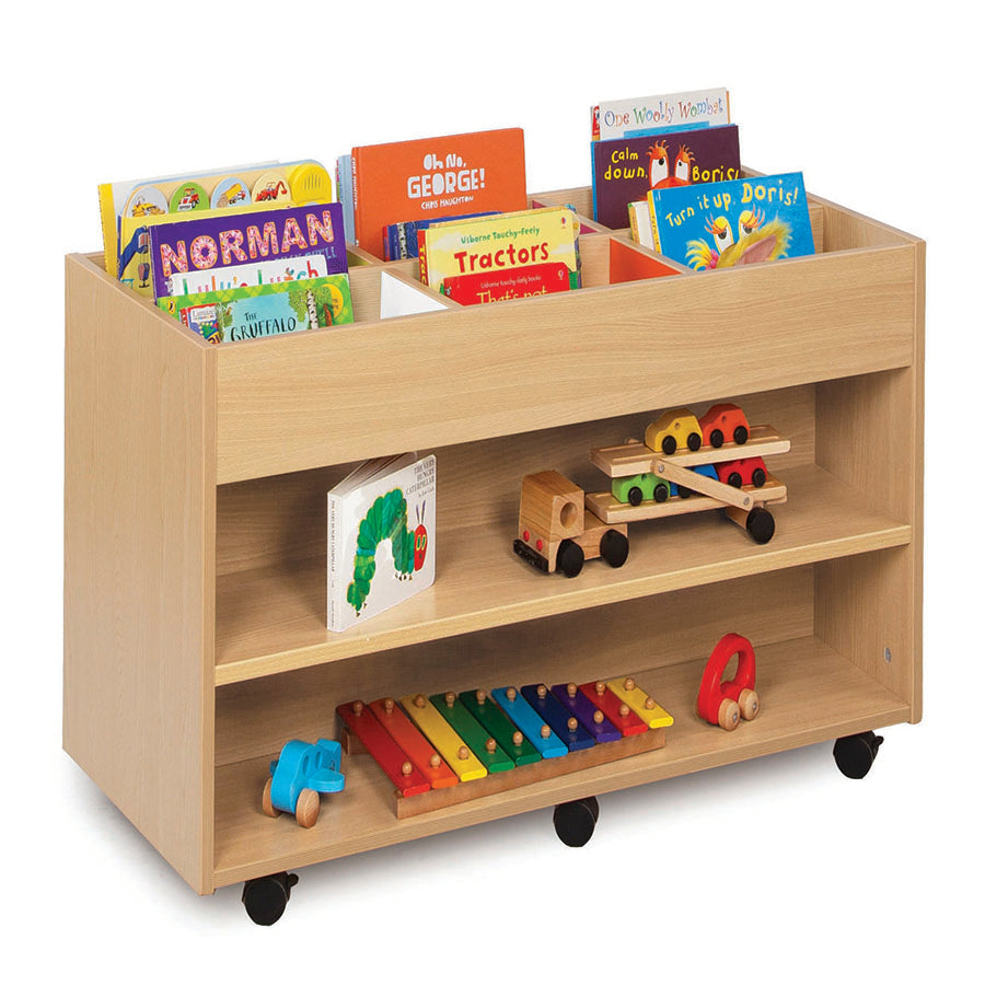 Bubblegum Double Sided 6 Bay Kinderbox with 1 Fixed Shelf Each Side