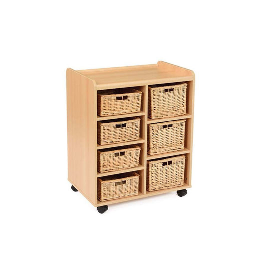 4 Shallow/3 Deep Storage Unit With Willow Baskets