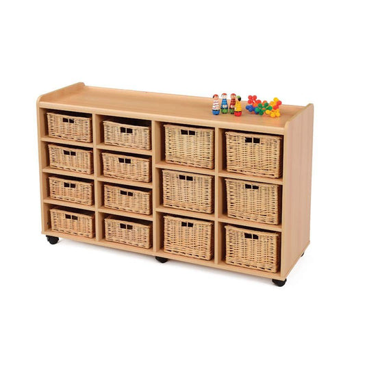 8 Shallow/6 Deep Storage Unit With Willow Baskets