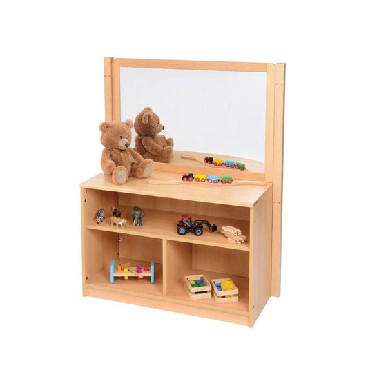 Open Bookcase With Solid Back & Drywipe /Mirror Divider