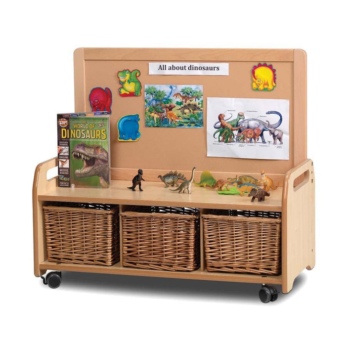 Mobile Low Display Storage Unit With 3 Baskets