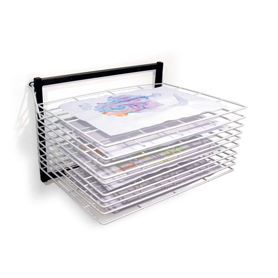 MD30132 Wall Mounted Art Drying Rack 10 Shelf with artwork plain background