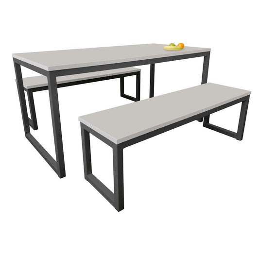Contemporary Dining Table And 2 Benches Set 2200Mm