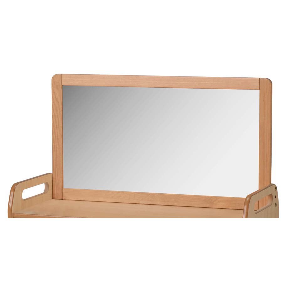 Mobile Shelf Unit With Top Mirror Add-on and 9 Clear Tubs or Baskets