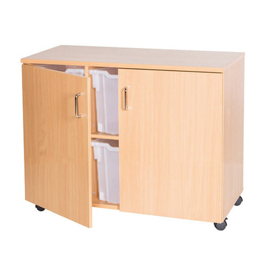 Smart Storage 6 Jumbo Tray Fixed Shelf Triple Mobile Unit Lockable Doors