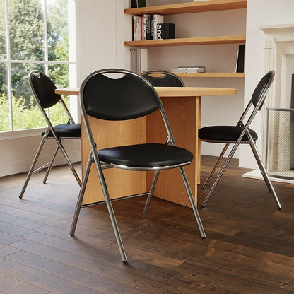 Milan High Back Black Vinyl Chrome Frame Folding Visitor Chair