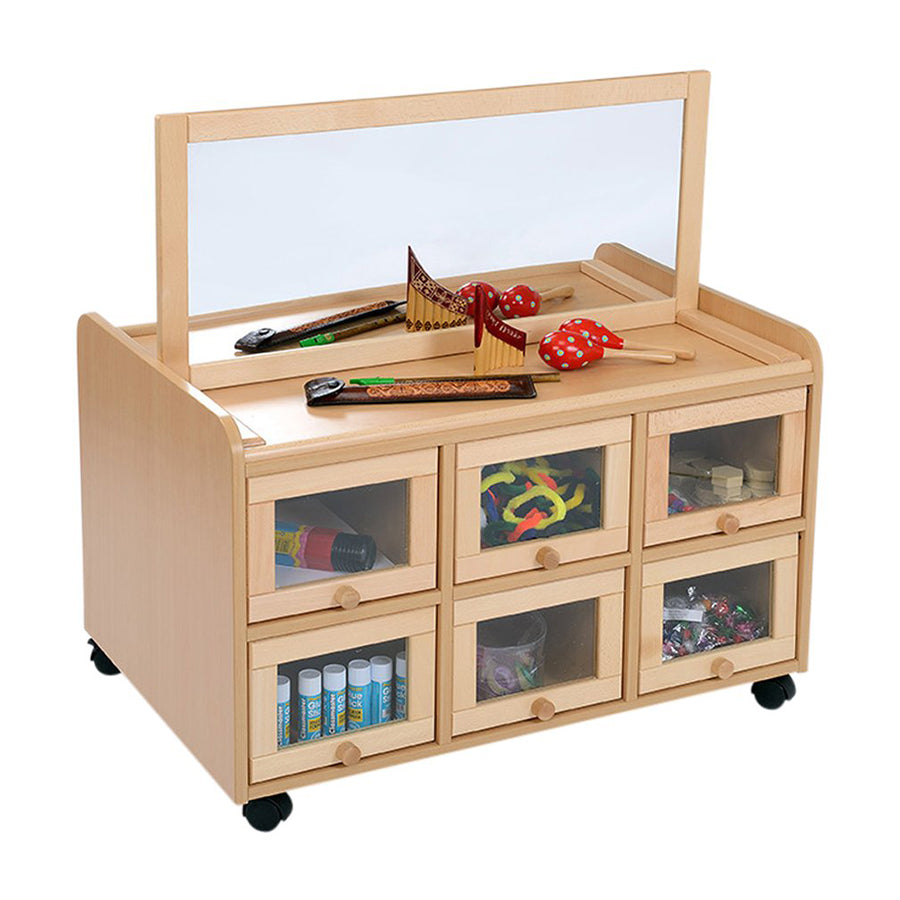 Double Sided Resource Unit With Doors On One Side With Mirror