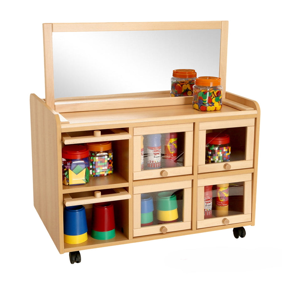 Double Sided Resource Unit With Doors On One Side With Mirror