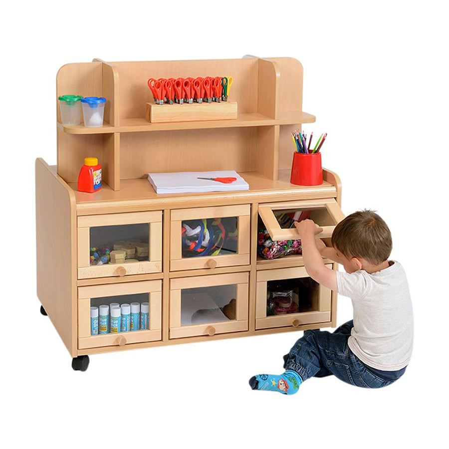 Double Sided Resource Unit With Doors On One Side & Storage/Mirror