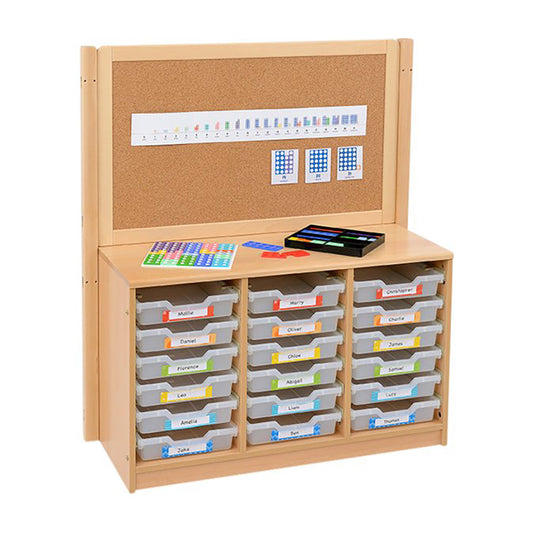 Rs 3 Bay A4 18 Shallow Clear Tray Unit With Cork/Drywipe Divider