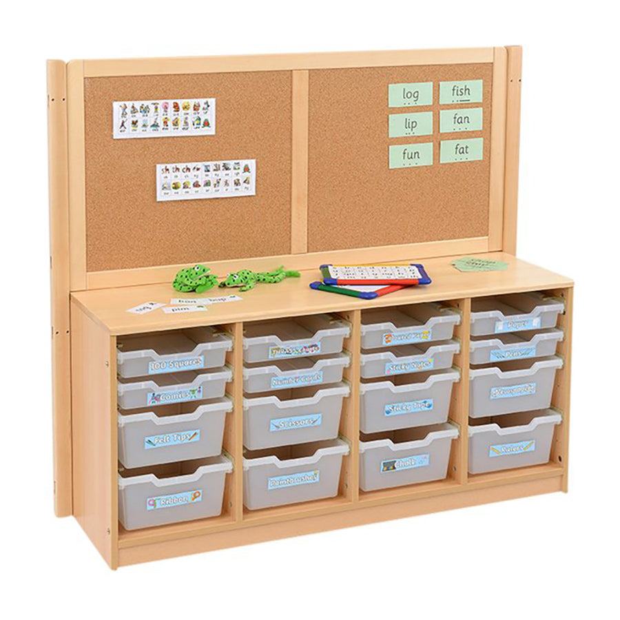 Rs 4 Bay A4 8 Deep/ 8 Shallow Clear Tray Unit With Cork/Drywipe Divider