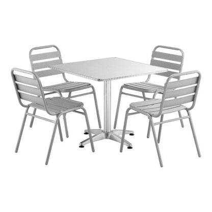 Rio Square Pedestal Table + 4 Side Chairs