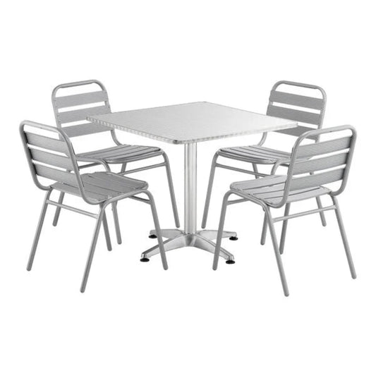 Rio Square Pedestal Table + 4 Side Chairs