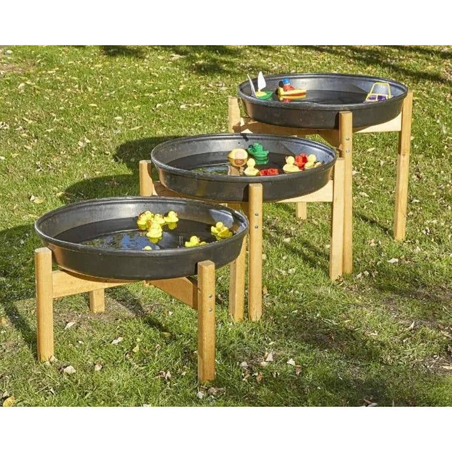 Trio of Cascading Deep Spot Trays and Stands - Set of 3