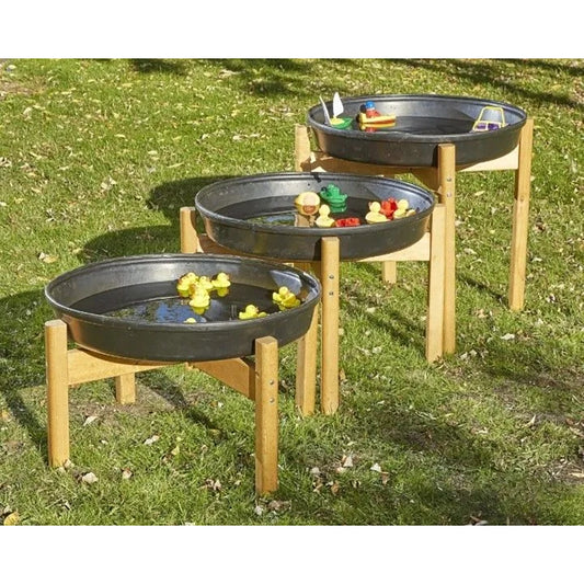 Trio of Cascading Deep Spot Trays and Stands - Set of 3