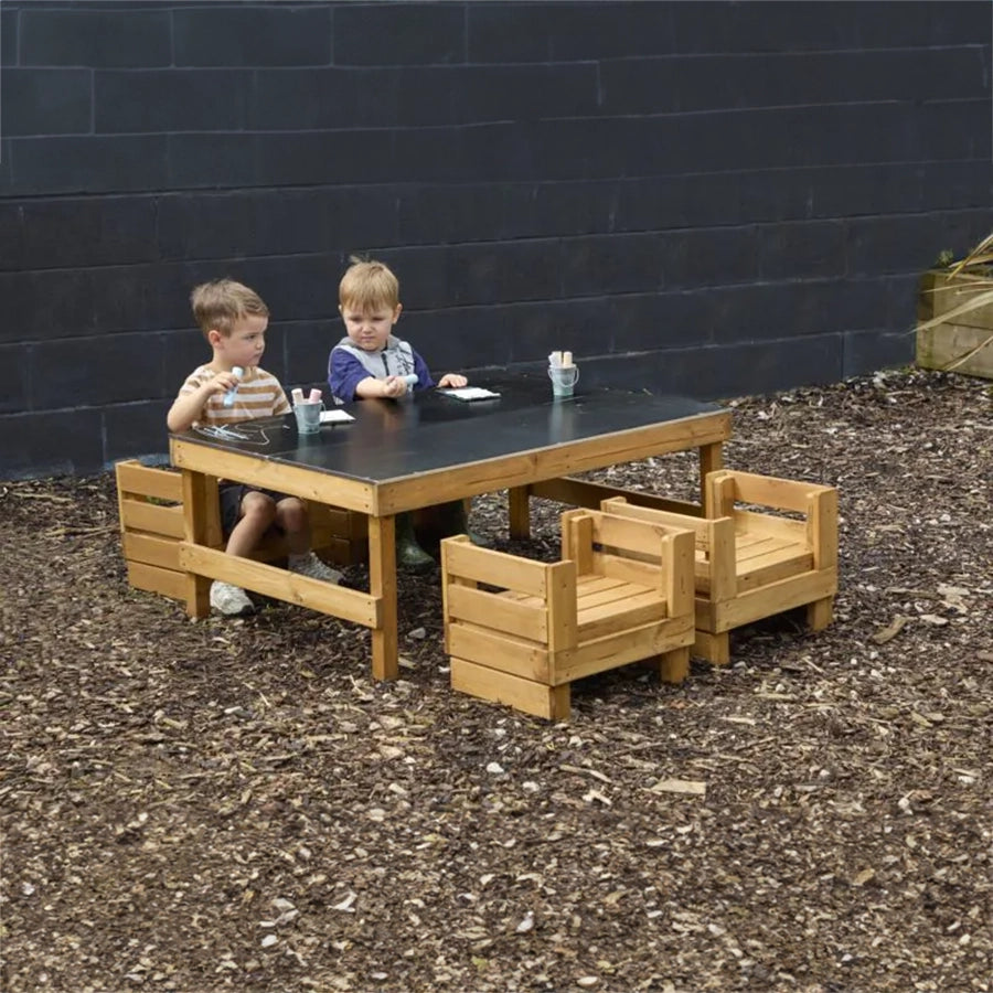 Windmill H Crate Chalk Table + H Crate Seats