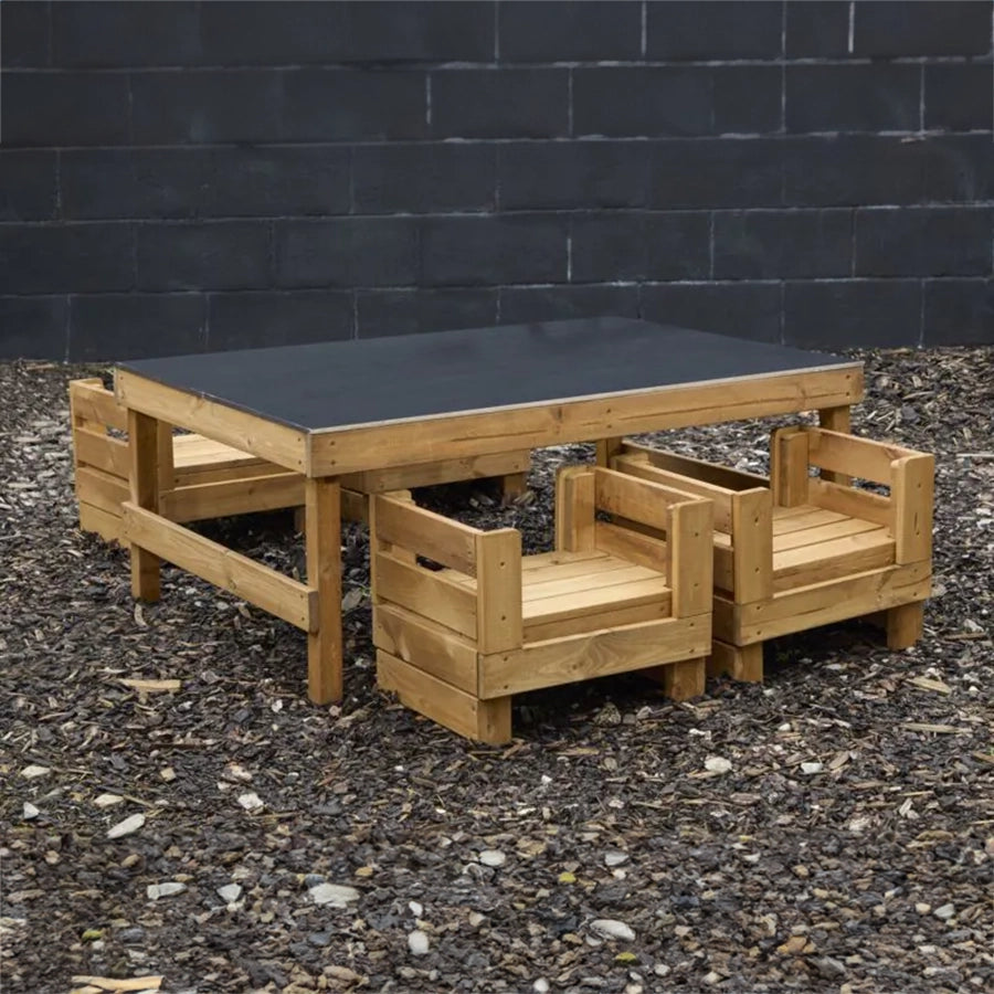 Windmill H Crate Chalk Table + H Crate Seats