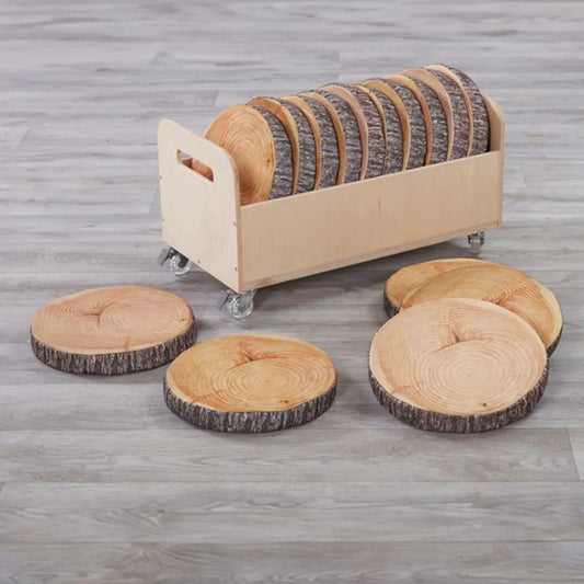 Log Slice Style Cushions and Trolley - 16 Piece Set