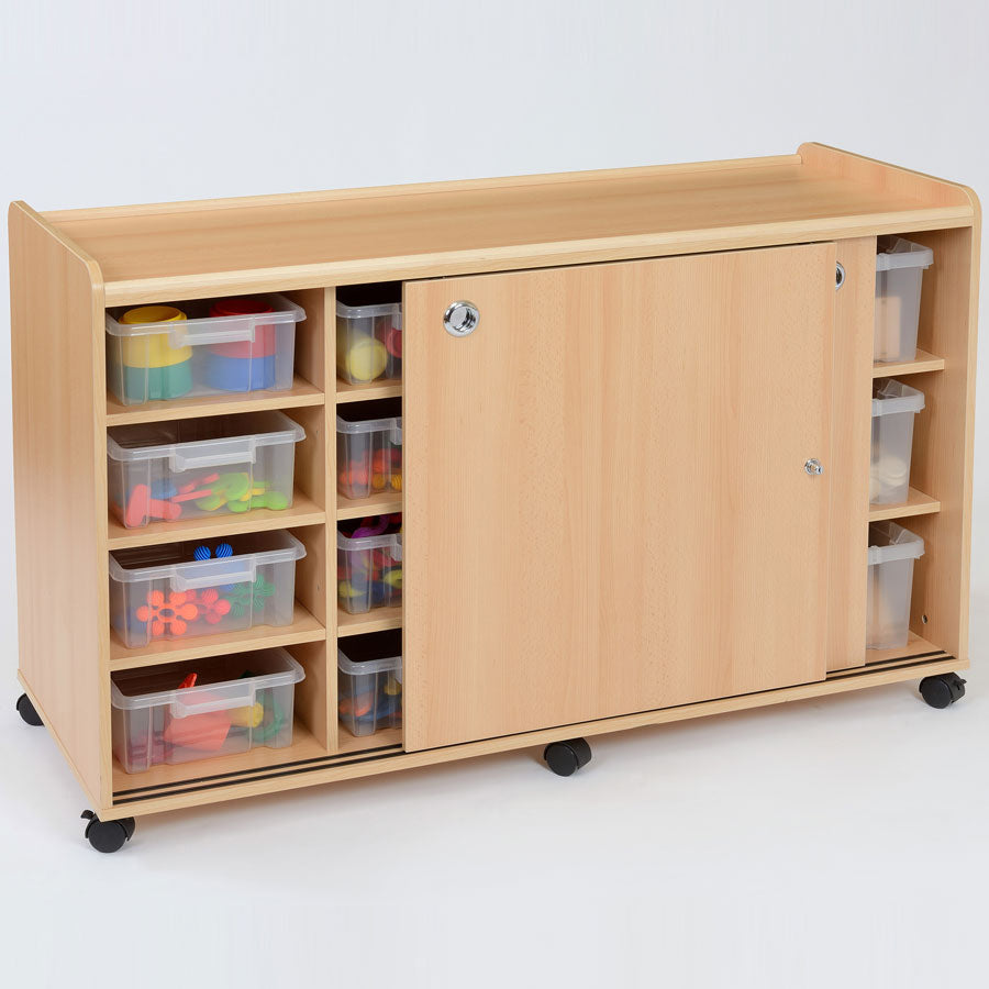 8 Shallow/6 Deep Storage Unit With Doors/Clear Trays
