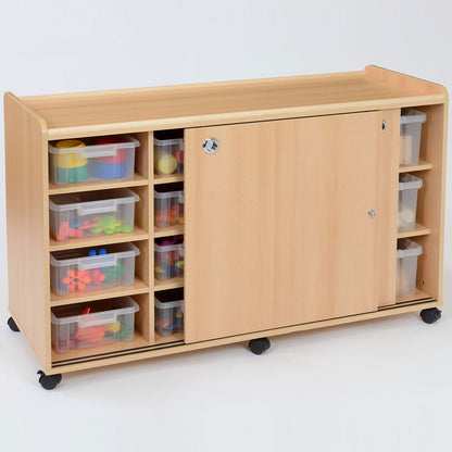 8 Shallow/6 Deep Storage Unit With Doors/Clear Trays