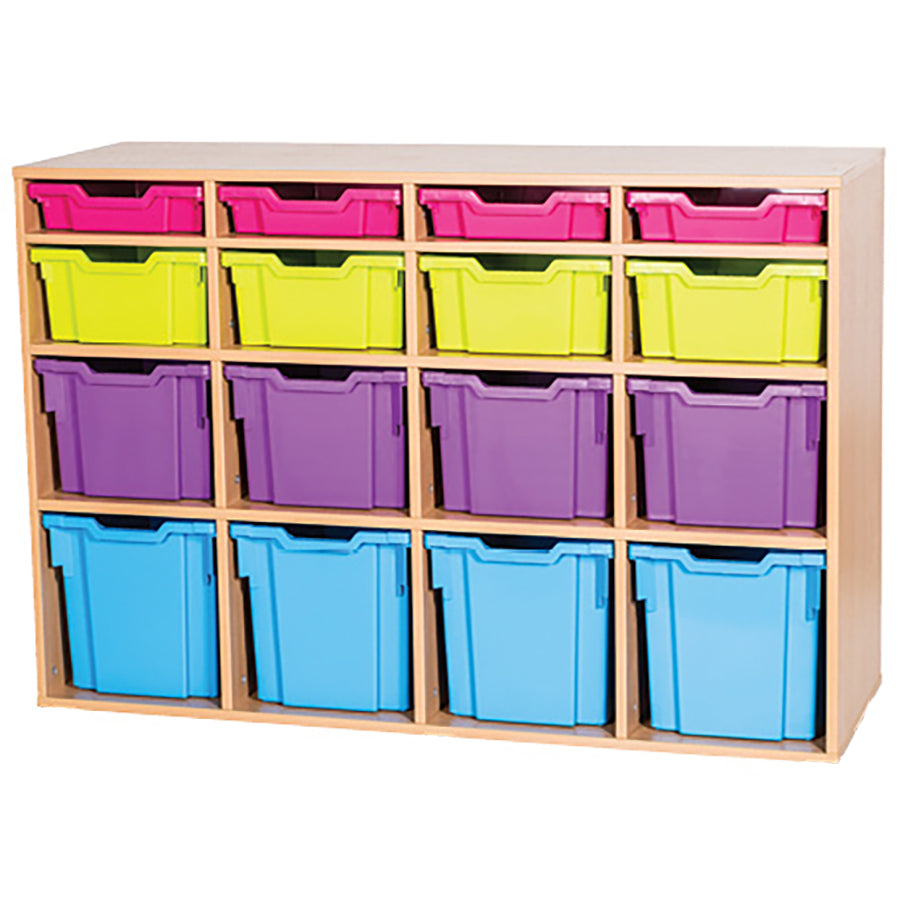 Smart Storage Coloured Edge Fixed Shelf 16 Combination Tray Unit static