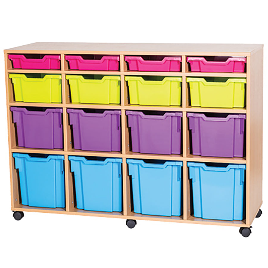 Smart Storage Coloured Edge Fixed Shelf 16 Combination Tray Unit mobile