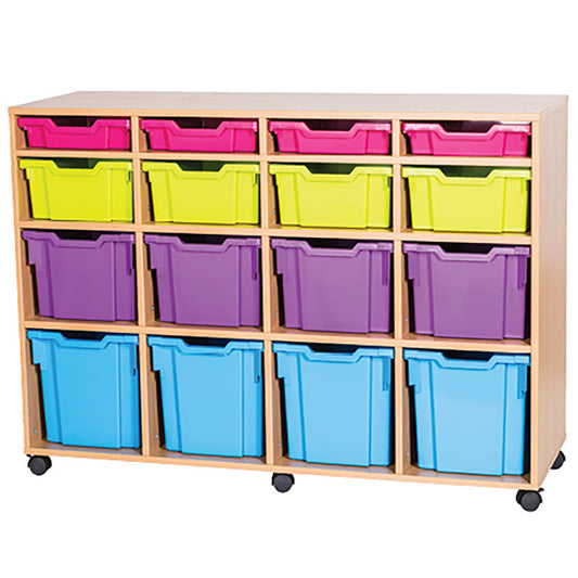 Smart Storage Coloured Edge Fixed Shelf 16 Combination Tray Unit mobile