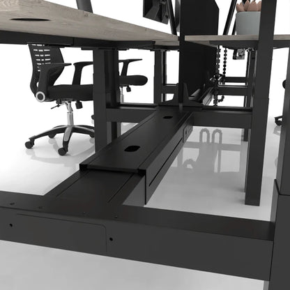 Air Back to Back Height Adjustable Desks Cable Managed. Integrated cable management to easily hide cables and extension leads.