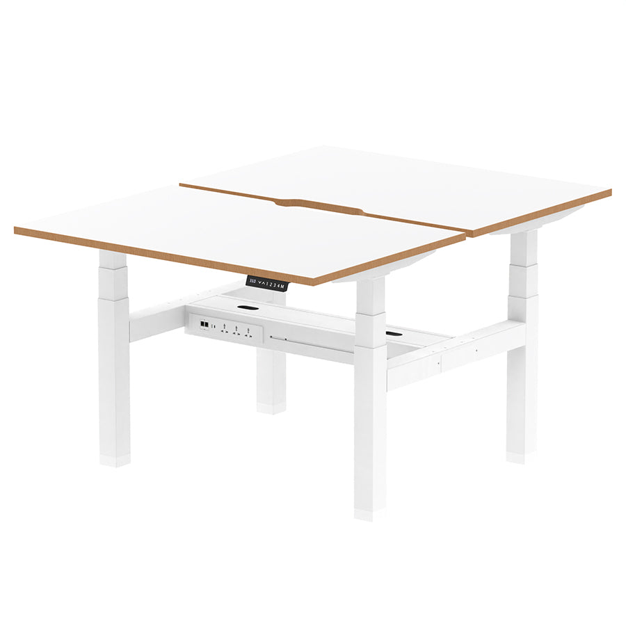 Air Oslo Back-to-Back Height Adjustable Bench Desk - 2 person W1200mm without screen