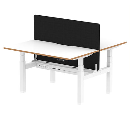 Air Oslo Back-to-Back Height Adjustable Bench Desk - 2 person W1400mm with black screen