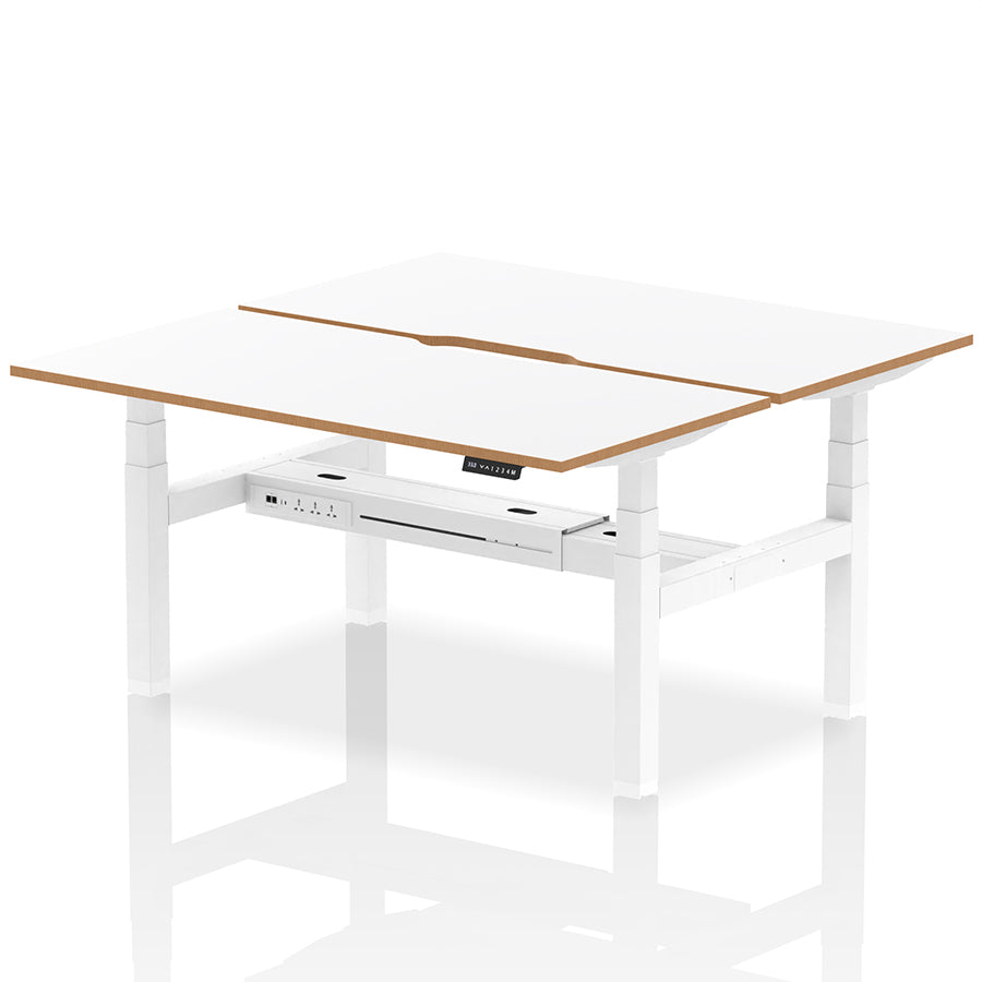 Air Oslo Back-to-Back Height Adjustable Bench Desk - 2 person W1600mm without screen