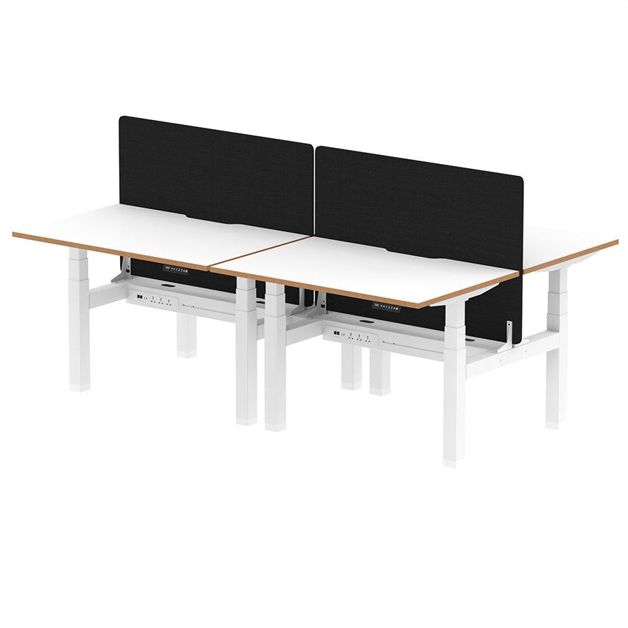 Air Oslo Back-to-Back Height Adjustable Bench Desk - 4 person W1200mm with black screen