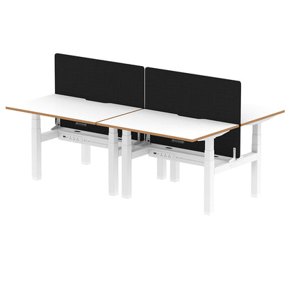Air Oslo Back-to-Back Height Adjustable Bench Desk - 4 person W1200mm with black screen