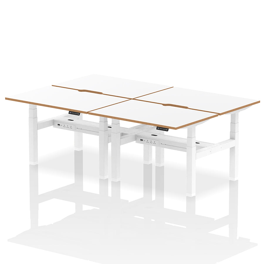 Air Oslo Back-to-Back Height Adjustable Bench Desk - 4 person W1200mm without screen