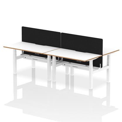 Air Oslo Back-to-Back Height Adjustable Bench Desk - 4 person W1400mm with black screen