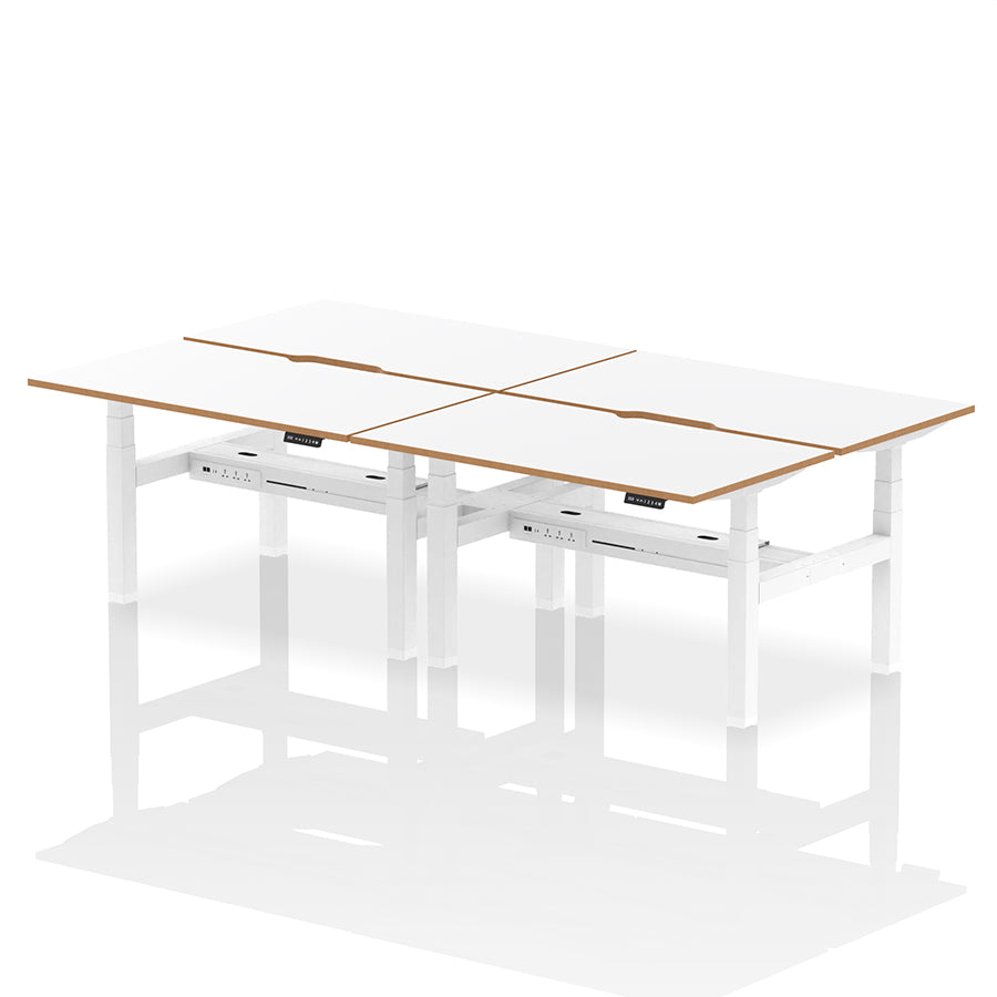 Air Oslo Back-to-Back Height Adjustable Bench Desk - 4 person W1400mm without screen