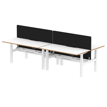 Air Oslo Back-to-Back Height Adjustable Bench Desk - 4 person W1600mm with black screen