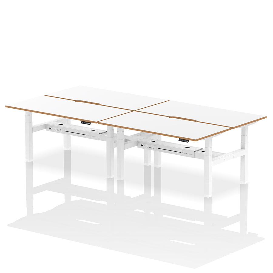 Air Oslo Back-to-Back Height Adjustable Bench Desk - 4 person W1600mm without screen