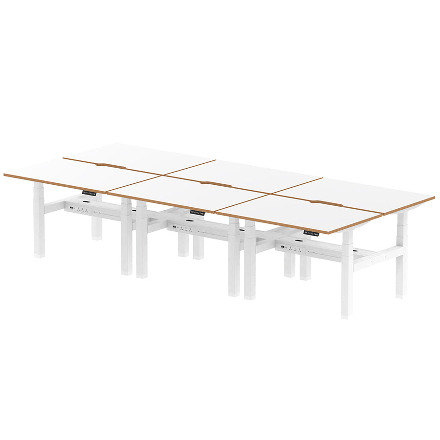 Air Oslo Back-to-Back Height Adjustable Bench Desk - 6 person W1200mm without screen