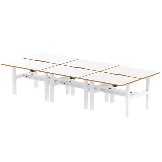 Air Oslo Back-to-Back Height Adjustable Bench Desk - 6 person W1200mm without screen