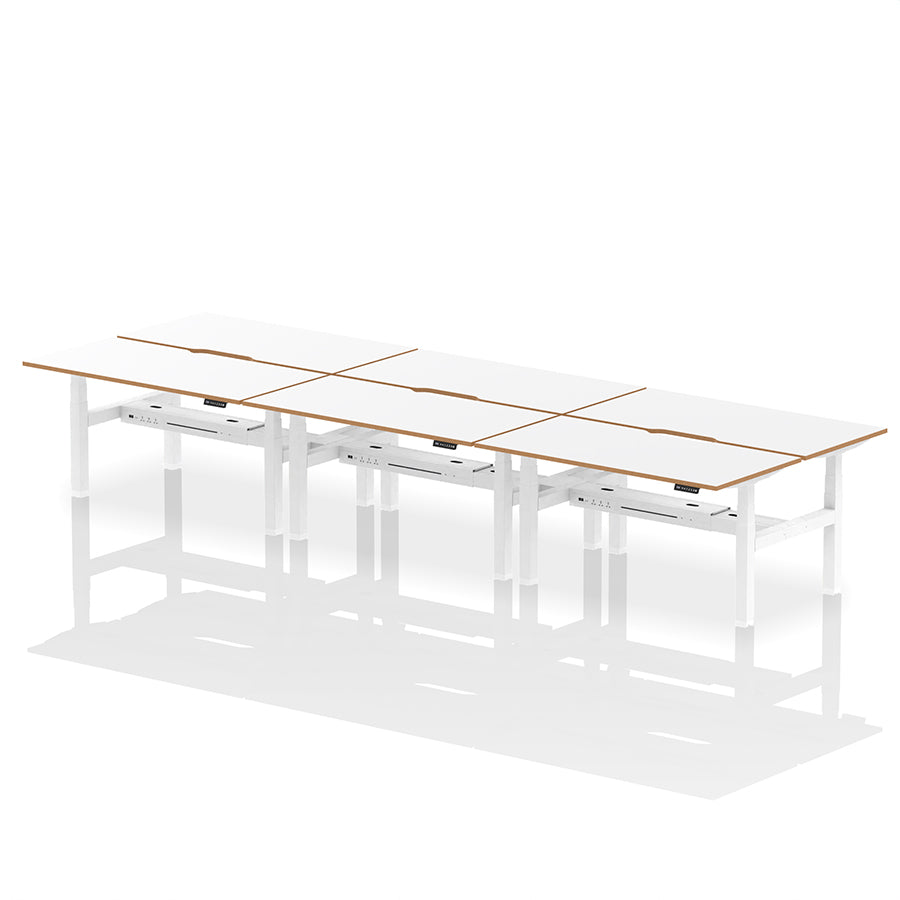 Air Oslo Back-to-Back Height Adjustable Bench Desk - 6 person W1600mm without screen