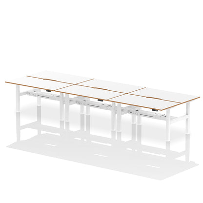 Air Oslo Back-to-Back Height Adjustable Bench Desk - 6 person W1600mm without screen