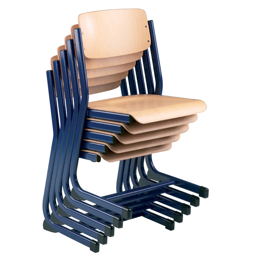 Alpha® Cantilever Classroom Chairs Stacked Deep Blue RAL5013