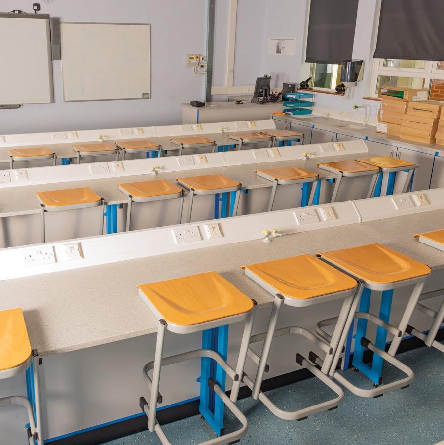Alpha® Stactek Stools stored on counter Lifestyle Image