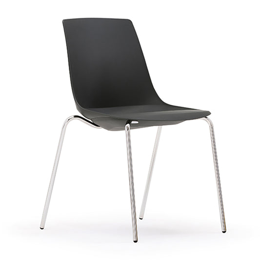 Arlo Shell Stacking Side Chair with 4 chrome legs black