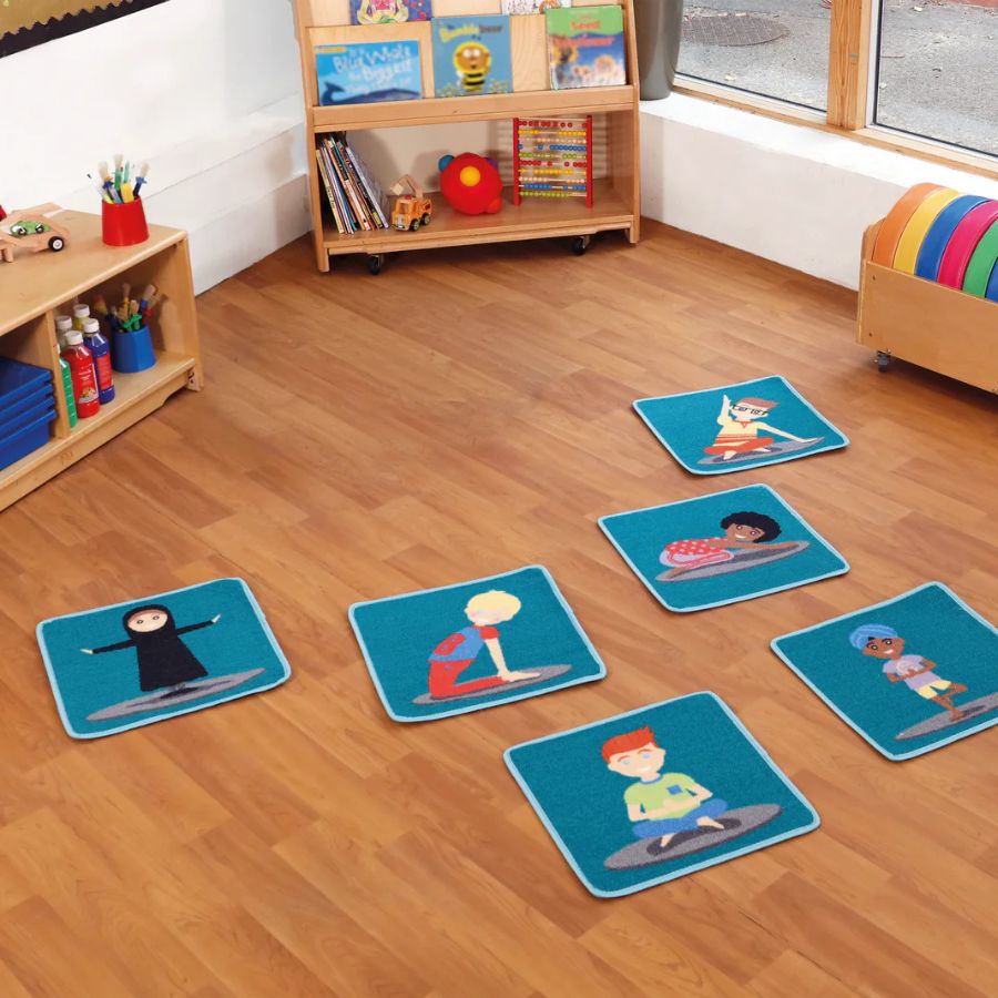 Yoga Position Indoor/Outdoor Carpet Tiles - Pack of 32