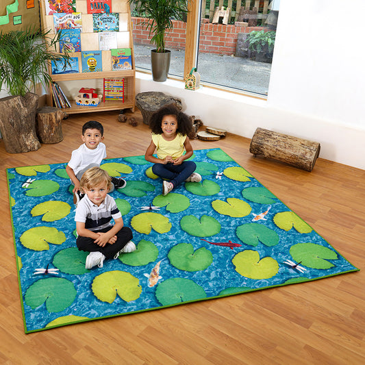Natural World™ Grass and Lily Pads Double Sided Carpet 2x2m