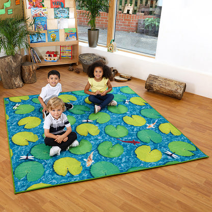 Natural World™ Grass and Lily Pads Double Sided Carpet 2x2m