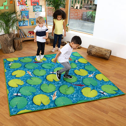 Natural World™ Grass and Lily Pads Double Sided Carpet 2x2m